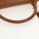 CELINE Trapeze Hand Bag Leather 2way Brown Black gold Auth gh1464-7