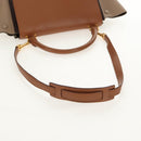 CELINE Trapeze Hand Bag Leather 2way Brown Black gold Auth gh1464-9