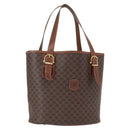 CELINE Macadam Canvas Tote Bag PVC Leather Brown Gold Auth gh1465-1