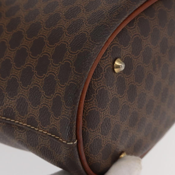 CELINE Macadam Canvas Tote Bag PVC Leather Brown Gold Auth gh1465