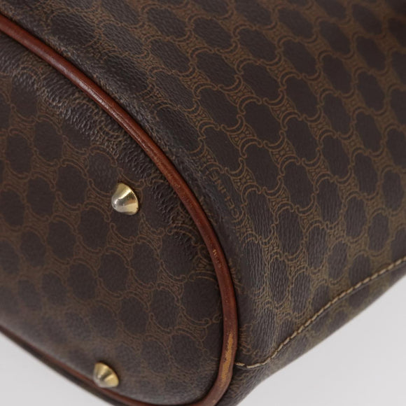 CELINE Macadam Canvas Tote Bag PVC Leather Brown Gold Auth gh1465