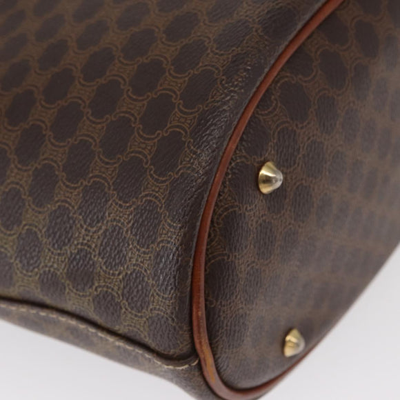 CELINE Macadam Canvas Tote Bag PVC Leather Brown Gold Auth gh1465