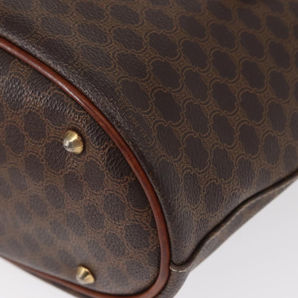 CELINE Macadam Canvas Tote Bag PVC Leather Brown Gold Auth gh1465