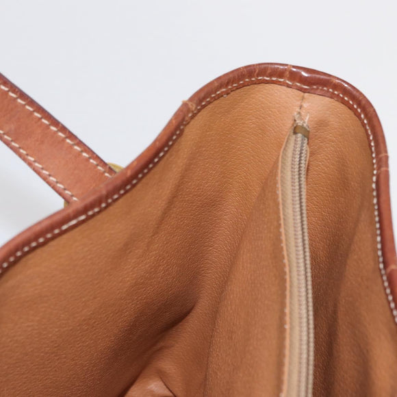 CELINE Macadam Canvas Tote Bag PVC Leather Brown Gold Auth gh1465