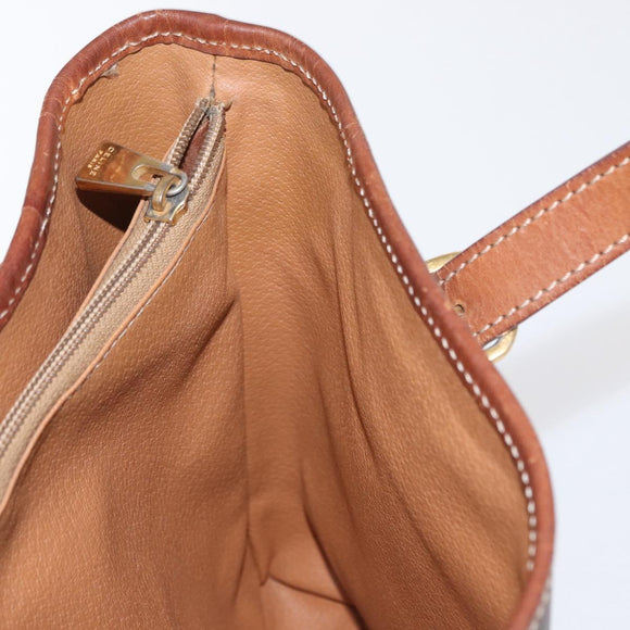 CELINE Macadam Canvas Tote Bag PVC Leather Brown Gold Auth gh1465