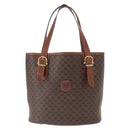 CELINE Macadam Canvas Tote Bag PVC Leather Brown Gold Auth gh1465-2
