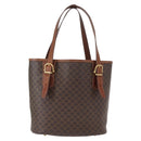CELINE Macadam Canvas Tote Bag PVC Leather Brown Gold Auth gh1465-3