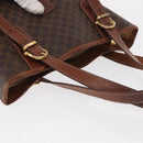 CELINE Macadam Canvas Tote Bag PVC Leather Brown Gold Auth gh1465-6
