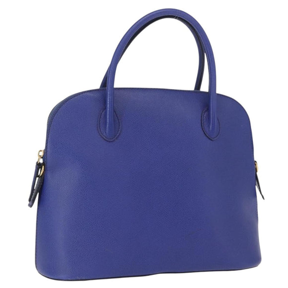 CELINE Hand Bag Leather Blue Gold Auth gh1466