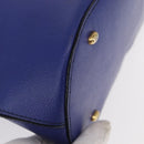 CELINE Hand Bag Leather Blue Gold Auth gh1466-10