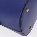 CELINE Hand Bag Leather Blue Gold Auth gh1466-12