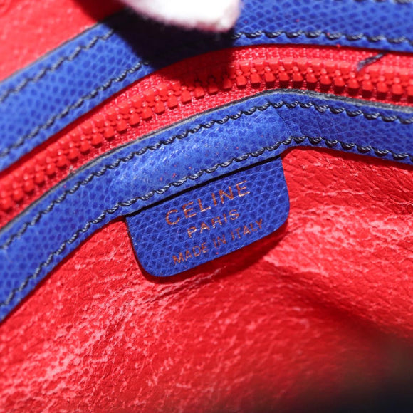 CELINE Hand Bag Leather Blue Gold Auth gh1466