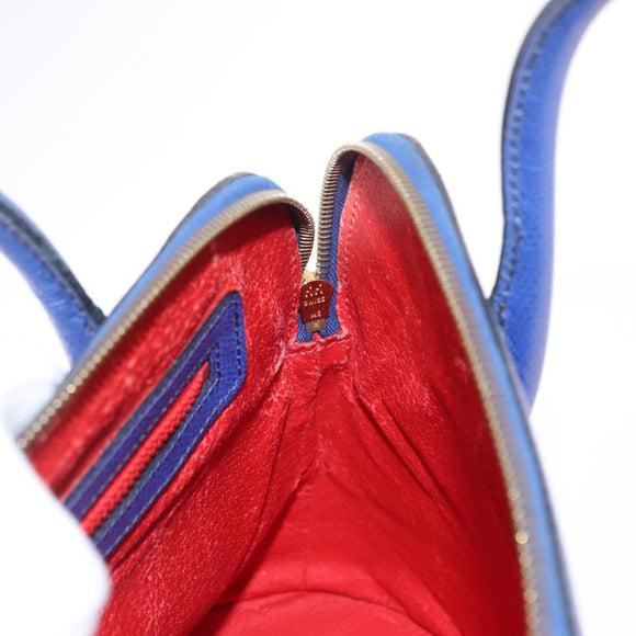 CELINE Hand Bag Leather Blue Gold Auth gh1466