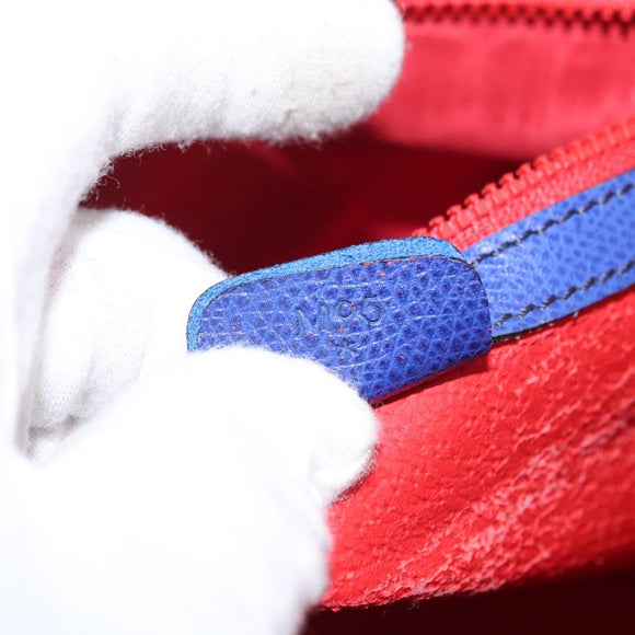 CELINE Hand Bag Leather Blue Gold Auth gh1466