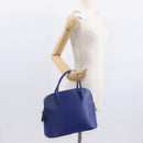 CELINE Hand Bag Leather Blue Gold Auth gh1466-22
