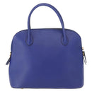 CELINE Hand Bag Leather Blue Gold Auth gh1466-3