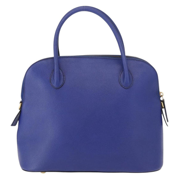 CELINE Hand Bag Leather Blue Gold Auth gh1466