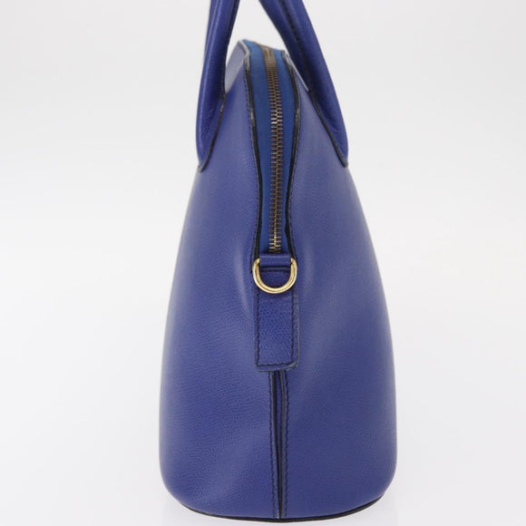 CELINE Hand Bag Leather Blue Gold Auth gh1466