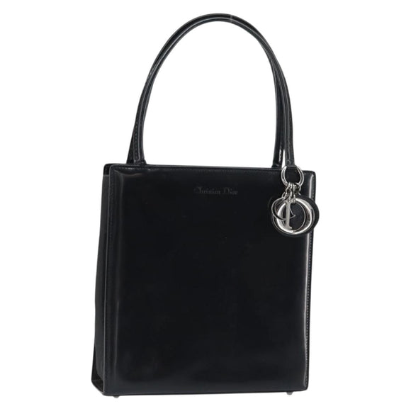Christian Dior Hand Bag Leather Black Silver Auth gh1468