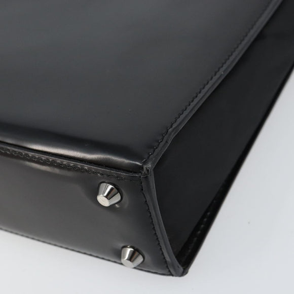 Christian Dior Hand Bag Leather Black Silver Auth gh1468