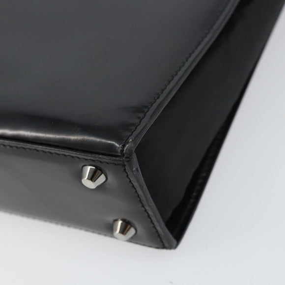 Christian Dior Hand Bag Leather Black Silver Auth gh1468