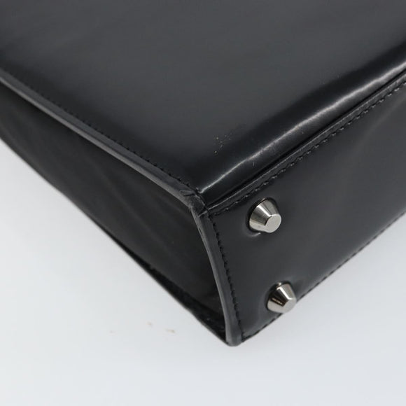 Christian Dior Hand Bag Leather Black Silver Auth gh1468