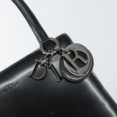 Christian Dior Hand Bag Leather Black Silver Auth gh1468-14