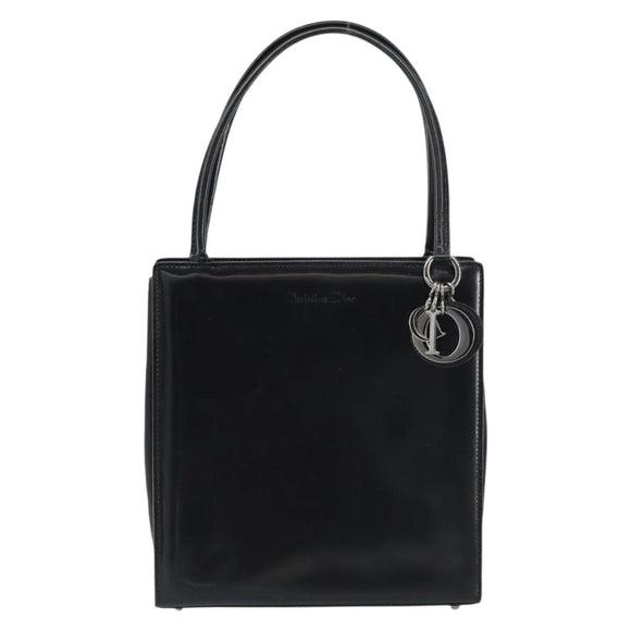 Christian Dior Hand Bag Leather Black Silver Auth gh1468
