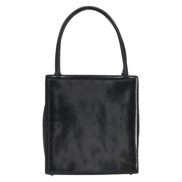 Christian Dior Hand Bag Leather Black Silver Auth gh1468