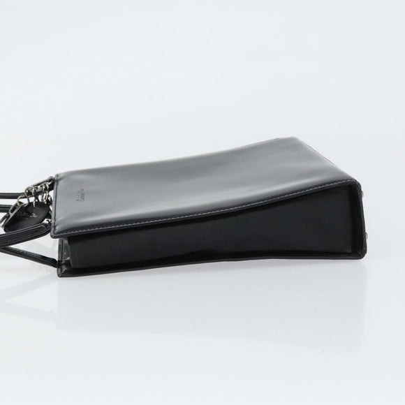Christian Dior Hand Bag Leather Black Silver Auth gh1468