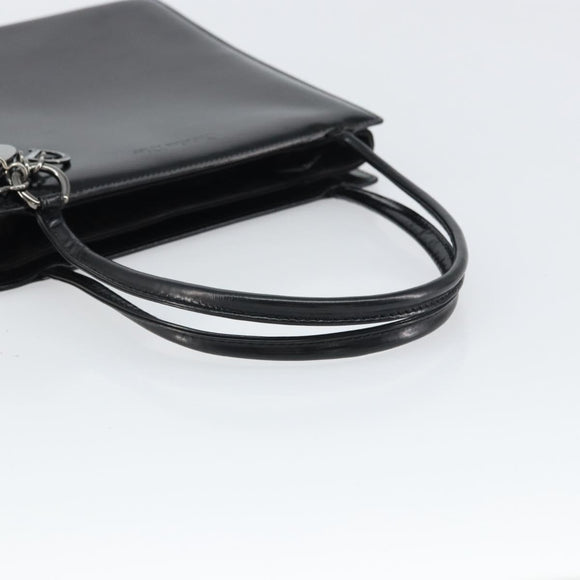 Christian Dior Hand Bag Leather Black Silver Auth gh1468
