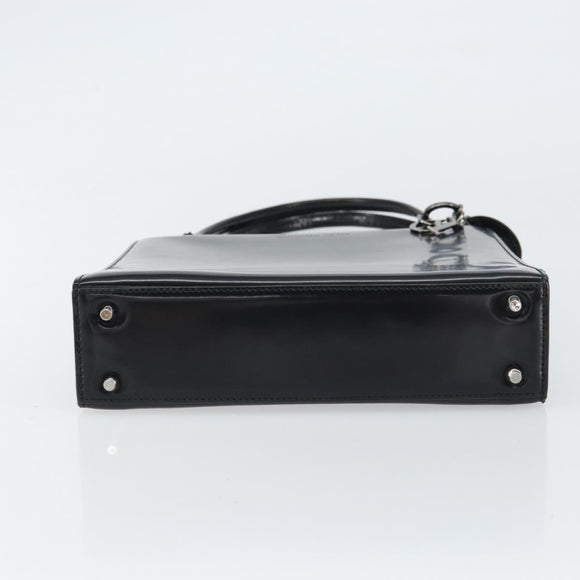 Christian Dior Hand Bag Leather Black Silver Auth gh1468