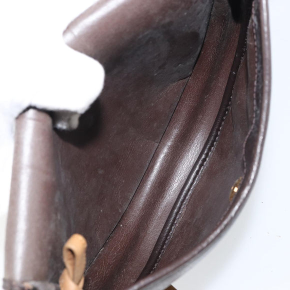 Christian Dior Shoulder Bag Leather Brown Gold Auth gh1469
