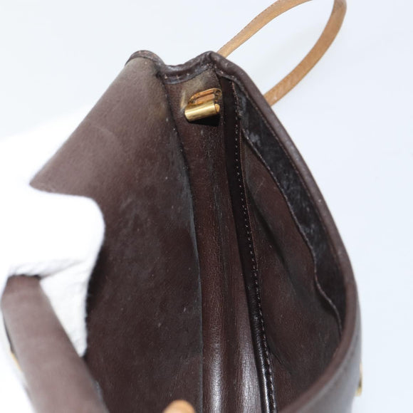 Christian Dior Shoulder Bag Leather Brown Gold Auth gh1469