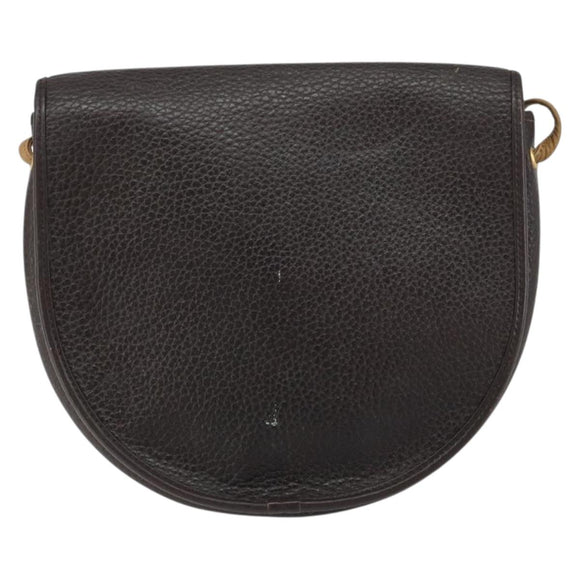 Christian Dior Shoulder Bag Leather Brown Gold Auth gh1469