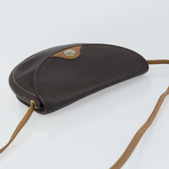 Christian Dior Shoulder Bag Leather Brown Gold Auth gh1469