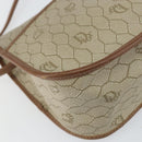 Christian Dior Honeycomb Canvas Shoulder Bag PVC Beige Gold Auth gh1470-11