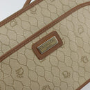 Christian Dior Honeycomb Canvas Shoulder Bag PVC Beige Gold Auth gh1470-14