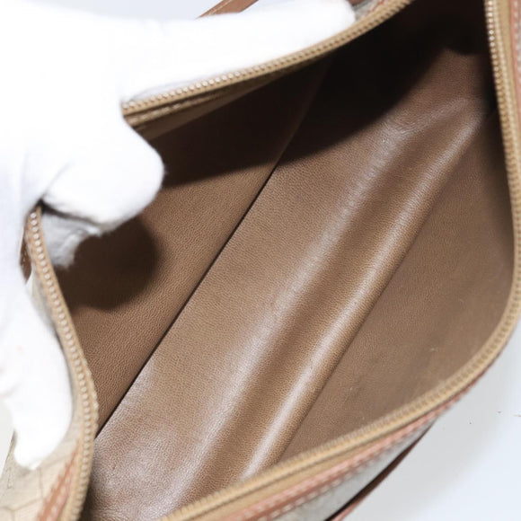 Christian Dior Honeycomb Canvas Shoulder Bag PVC Beige Gold Auth gh1470