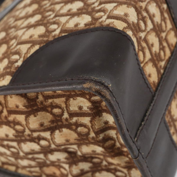 Christian Dior Trotter Canvas Boston Tasche Braun Gold Auth gh1472