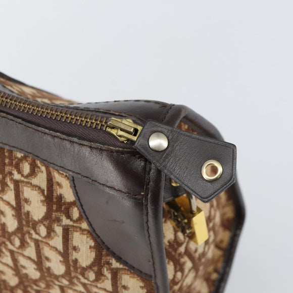 Christian Dior Trotter Canvas Boston Tasche Braun Gold Auth gh1472