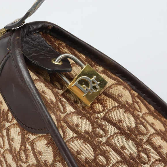 Christian Dior Trotter Canvas Boston Tasche Braun Gold Auth gh1472
