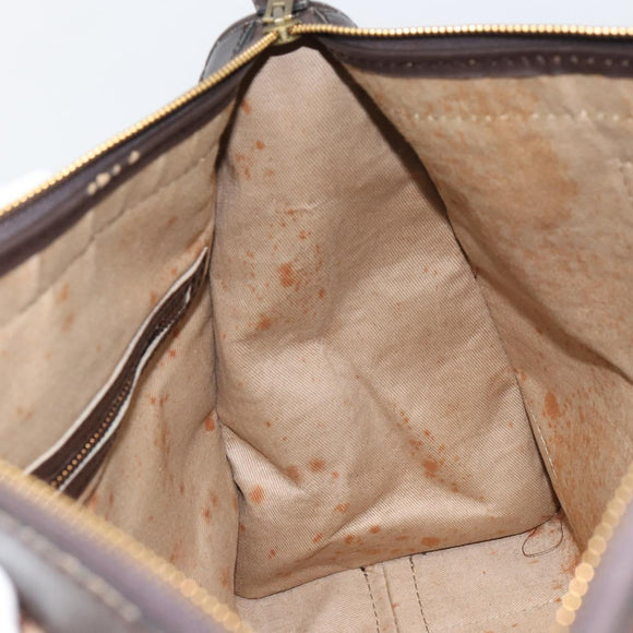 Christian Dior Trotter Canvas Boston Bag Brown Gold Auth gh1472