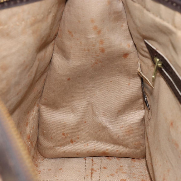 Christian Dior Trotter Canvas Boston Bag Brown Gold Auth gh1472