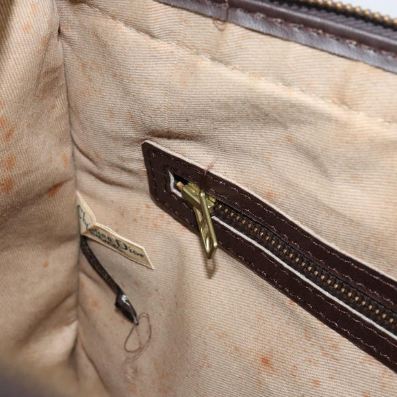 Christian Dior Trotter Canvas Boston Bag Brown Gold Auth gh1472