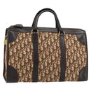 Christian Dior Trotter Canvas Boston Tasche Braun Gold Auth gh1472-1