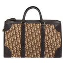 Christian Dior Trotter Canvas Boston Bag Brown Gold Auth gh1472-2