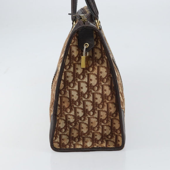 Christian Dior Trotter Canvas Boston Tasche Braun Gold Auth gh1472