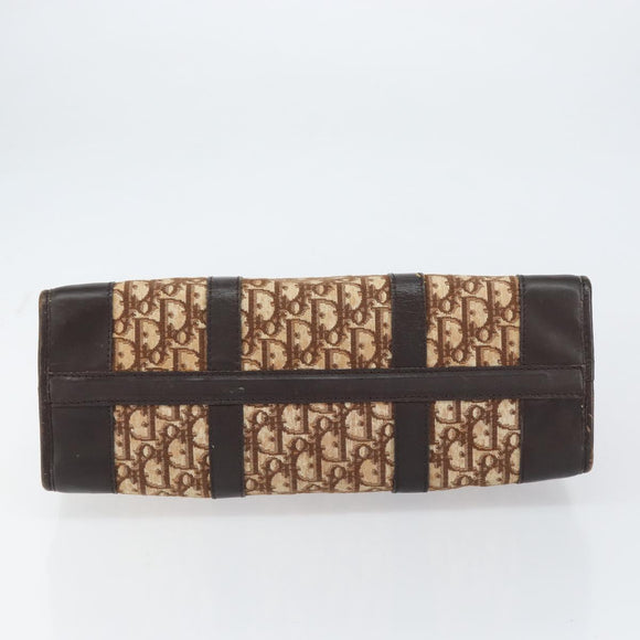 Christian Dior Trotter Canvas Boston Bag Brown Gold Auth gh1472