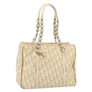 Christian Dior Trotter Canvas Romantic Tote Bag PVC Beige Silver Auth gh1473-1